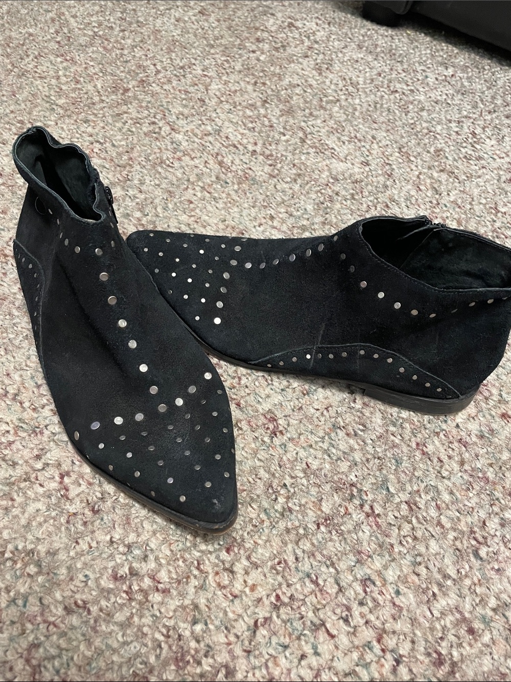 Free people Black Suede silver studded Ankle Boots
